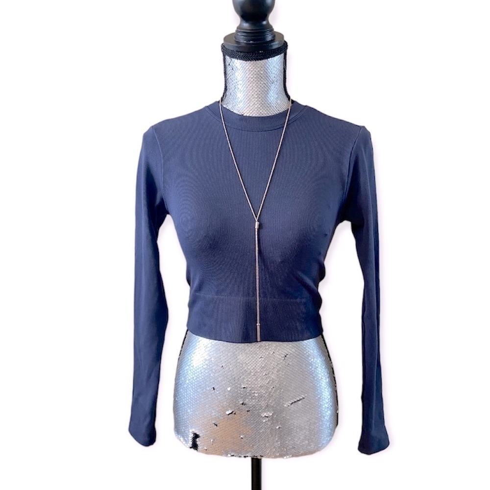 𝅺dynamite Cropped Long Sleeve Ribbed Stretch Top Size Small